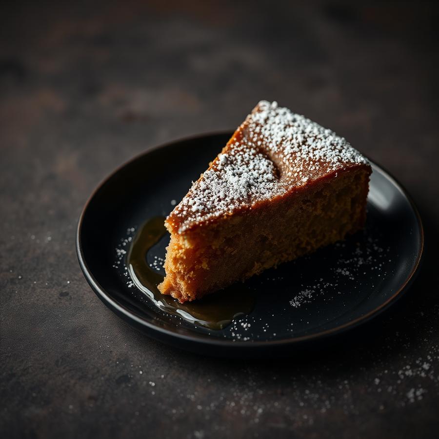 Rum cake slice
